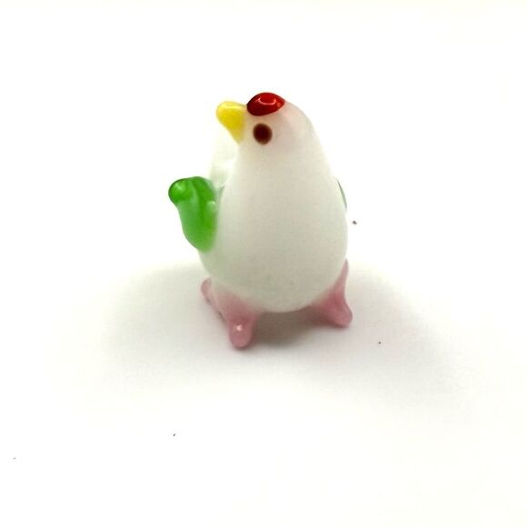 Vintage glass miniature bird micro mini figurine rooster hen Chicken - Picture 3 of 5